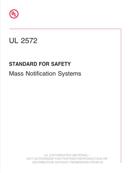 UL 2572-2016  UL Standard For Safety Mass Notification Systems (Second Edition; Reprint With Revisions Through And Including December 14, 2018)免費下載